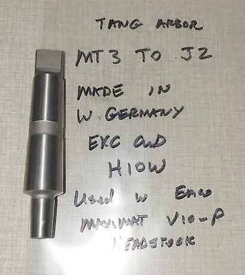 Emco Maximat V10-P Lathe Headstock Accessories: MT3 To J2 Tang Adapter H10W • $18