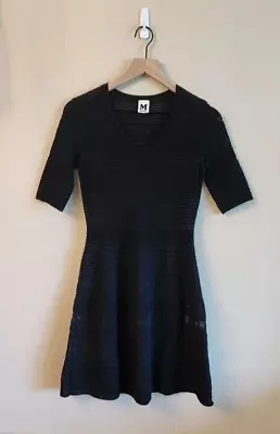 Missoni Womens V-Neck Sheer Short Sleeve Fit & Flare Dress Black Size 40 • $69.99