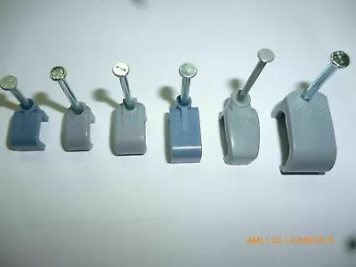 Flat Cable Clips +Nail Grey T&E Twin And Earth 1mm 1.5mm 2.5mm 4mm 6mm 10mm 16mm • £0.99