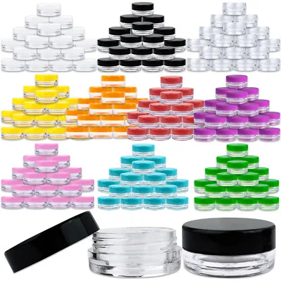 50 Jars 3 Gram 3ml Acrylic Plastic Jar Sample Containers BPA FREE • $8.59