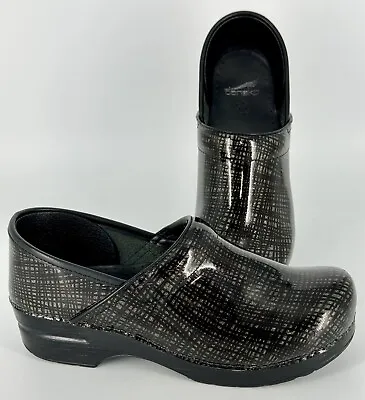 Dansko Patent Leather Clogs Striped Nurse Comfort Mule Shoes Sz EU 40 US 9.5-10 • $36.95
