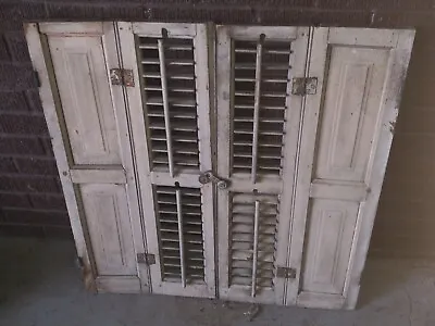 Pair Vintage Wood Louvered/Paneled Window Shutters Unique Design 29 X29  • $145