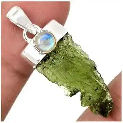 Genuine Moldavite Rough Pendant Authentic With Certified Gemstone For Women Gift • $35.39