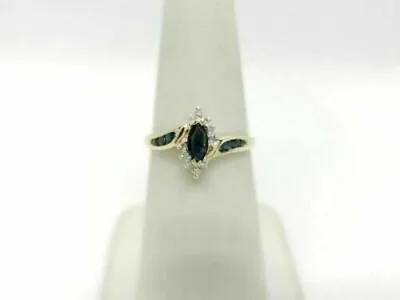 2Ct Marquise Cut Lab Created Blue Sapphire & Diamond Ring 14K Yellow Gold Plated • $93.34