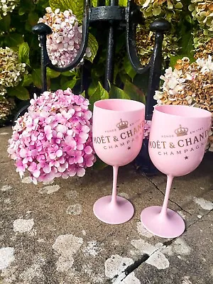 £13.50 • Buy Summer Moet & Chandon Pink Ice Imperial Acrylic Champagne Glasses - Set Of 2