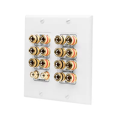$39.99 • Buy 7.1 Home Theater Decora Wall Plate 2 Gang Banana Post For 7 Speakers + Sub Out
