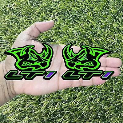 Lime Green LT1 Rhino Custom Emblem Badges Purple Set Of 2 Performance ￼ Set New • $46.49