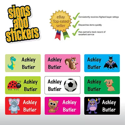 60 Personalised Kids Childrens Name Stick On Stickers Labels School Waterproof • £3.99