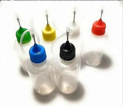 5x 10x Plastic Squeezable Needle Tip Dropper Bottle 30 Ml Liquid LDPE Color Caps • $9.50