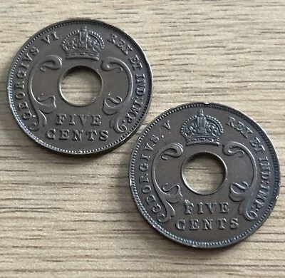 East Africa 5 Cent Coins 1933 & 1941 • £0.99