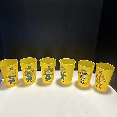 Set Of 6 Vintage Plastic Mcdonalds Cups  Ronald McDonald Hamburglar Big- Mac • $11.95