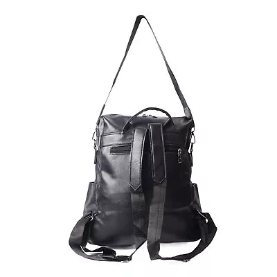 (Black PU Leather)PU Leather Backpack Casual Black Vintage Travel TOH • $113.60