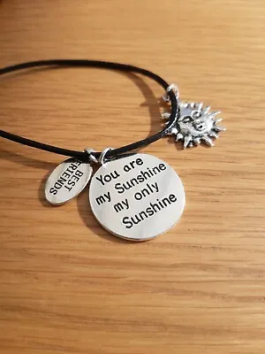 You Are My Sunshine Double Design Pendant Best Friends Sun Charms Cord Necklace • £3.25