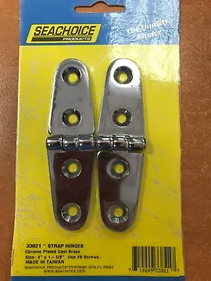 Strap Hinge Marine Boat 33821 Chrome Plated Brass Pair 4  Long Clasic Hardware • $20.85