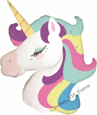 $4.95 • Buy Girls Birthday Party Supplies Unicorn Head Foil Balloon 118cm Helium Magical