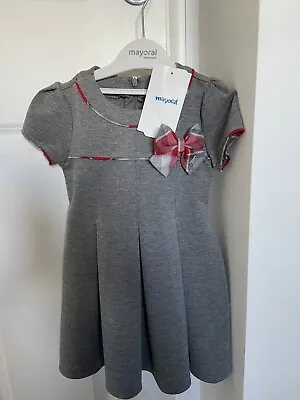 Girls Spanish Designer Mayoral Chic Dress Grey Red Age 2-3 BNWT  • £22