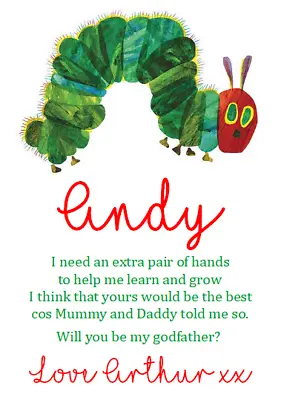 £1.75 • Buy Will You Be My Godmother Godfather Godparents Request Card Hungry Caterpillar
