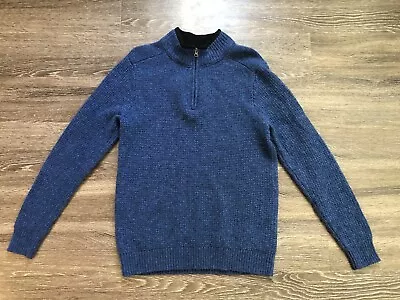 Pendleton Sweater Mens Blue Washable 100% Shetland Wool Pull Over Mock Neck Zip • $33