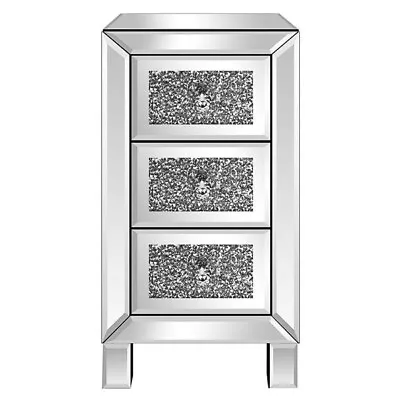 Modern And Contemporary Mirror Surface With Diamond 3-Drawers Nightstand Bedside • $138