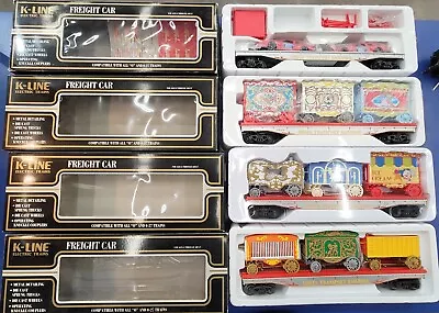 4pc Set K-LINE O & 0-27 Circus Transport Railway Train Freight Flat Wagon Car • $60.70