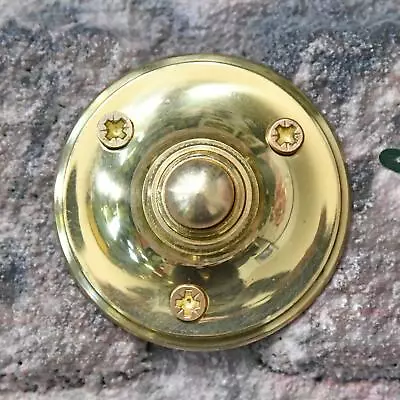 Polished Brass Traditional Round Victorian Door Bell Push • £16