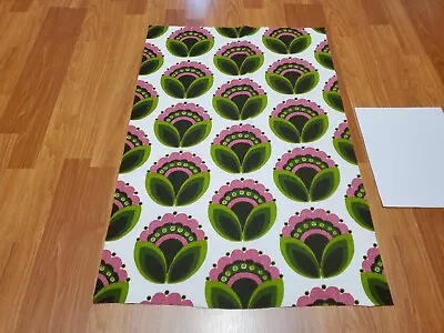 Awesome RARE Vintage Mid Century Retro 70s Pink Green Buds Terry Cloth Fabric! • $24