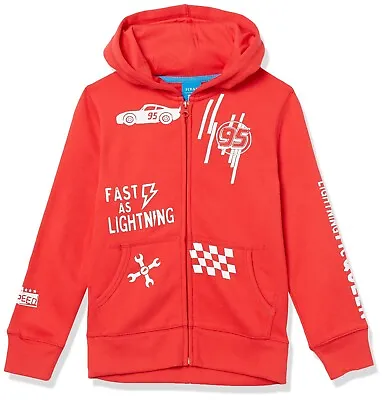Disney Boys Fleece Zip-Up Hoodie Sweatshirt Top Jacket Lightning McQueen. • £7.49