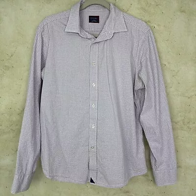UNTUCKit Shirt Men’s Cotton Button Up Long Sleeve Purple White Check Sz Large • $9.99