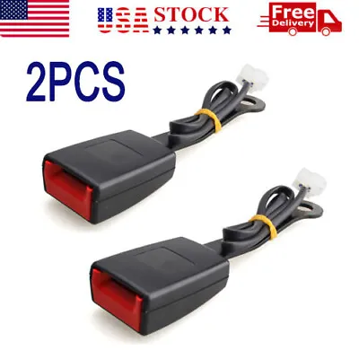 $15.99 • Buy 2PC Black 7/8  Car Front Seat Belt Buckle Socket Plug Connector W/ Warning Cable