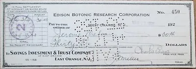 Charles Edison Autograph Signed 1928 Check Son Of Thomas Edison Botanic Research • $39.99