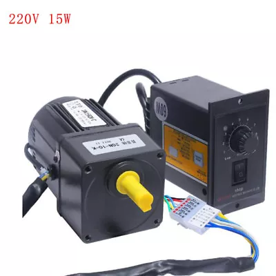 220V 15W AC Gear Electric Motor Variable Speed Controller Reversible 5-415 RPM • £77.99