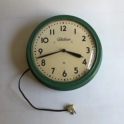 Works! Vintage Warren Telechron Co. Wall Clock School Office Industrial • $185