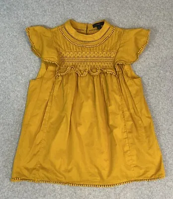 J. Crew Flutter Sleeve Crochet Lace Top Womens Small Golden Yellow Shirt • $25