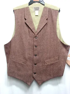 Frontier Classics Vest Mens XLARGE Wool Blend Herringbone Western Wear Brown • $39.99