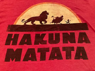 Disney LION KING Hakuna Matata Red Shirt Tee Unisex Size LRG Timon Pumbaa Simba • $20