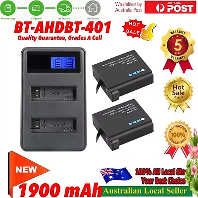 AHDBT-401 USB Dual Charger + 2x PoA Battery (1900mAh) Fits  Go Pro Hero4 • $39.60