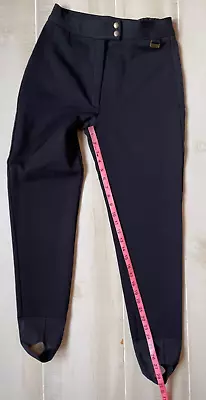 Edelweiss Skiwear Black Stirrups Wool Blend Ski Snow Pants Size 12 Vtg Woman’s • $17