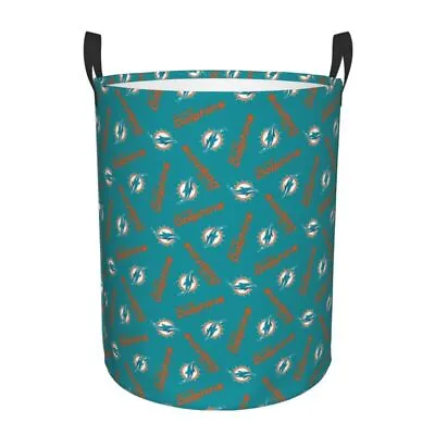 Dolphins Miami Round Hamper Laundry Bag Washing Dirty Clothe Basket Size M • $18.99