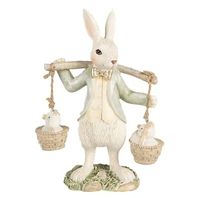 Easter Bunny Rabbit With Chicks Shabby Chic Decorative Figurine Cottage 17cm • $45.85