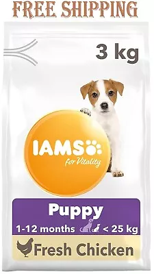 IAMS Complete Dry Dog Food For Puppy Small And Medium Breeds With Chicken 3 Kg • £8.43