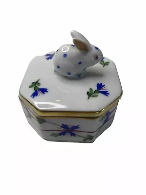 HEREND HUNGARY BUNNY RABBIT Trinket Box Signed Vintage • $75