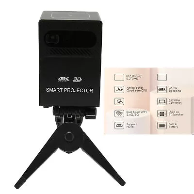 Mini Projector 3D 4K DLP 4G RAM 64G ROM BT 5G WiFi Remote Control 8000mAh Wi EOB • $462.23