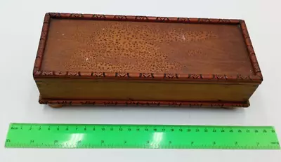 £12 • Buy Vintage Wooden Musical Long Keepsake Jewellery Storage Box Size 23.5 X 9 X 5.5cm