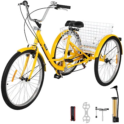Adult Tricycle 26  7-Speed 3-Wheel Trike Bicycle Bike Cruise W/ Basket Shooping • $217.99