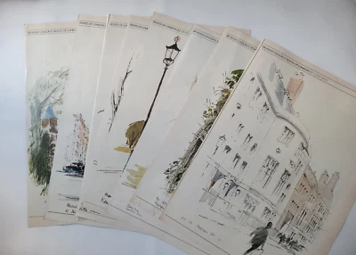 Hugh Casson  Sights Of London  Frameable Sketches Set Of 8 1973-74 ILN 8.5x12.5  • £16.56