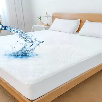 Waterproof Fabric Mattress Cover Soft Breathable Hypoallergenic Bed Bug Cover • $17.99