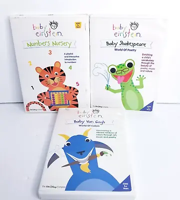 Set Of 3 Disney Baby Einstein DVD's Numbers Colors & Poetry Ages 1+ Educational • $10.99