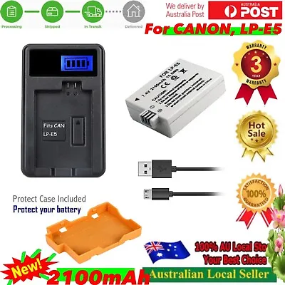 LP-E5 LPE5 Battery + LP E5 Battery Charger For Canon EOS 1000D 500D EOS 450D • $29.98