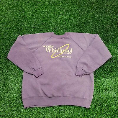 Vintage Whirlpool Raglan Sweatshirt L/XL 23x24 Faded Navy-Blue Clyde-Division • $41.10