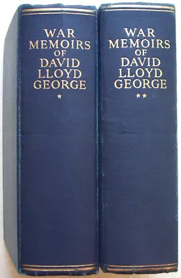  War Memoirs Of David Lloyd George  In 2 Volumes Published 1938 By Odhams Press • £12.50